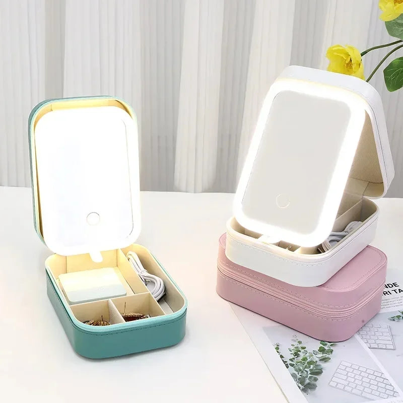 Mini LED Mirror Makeup Storage Case