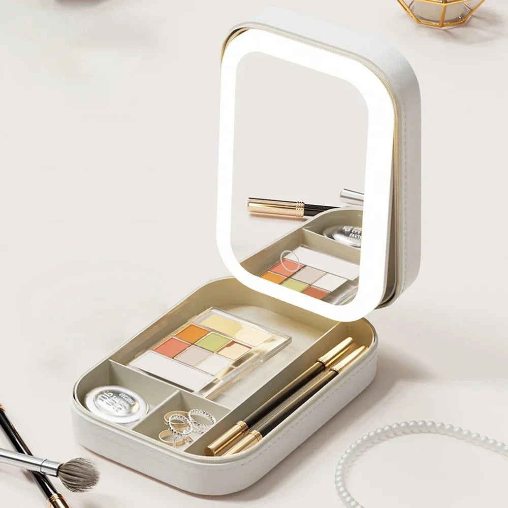 Mini LED Mirror Makeup Storage Case