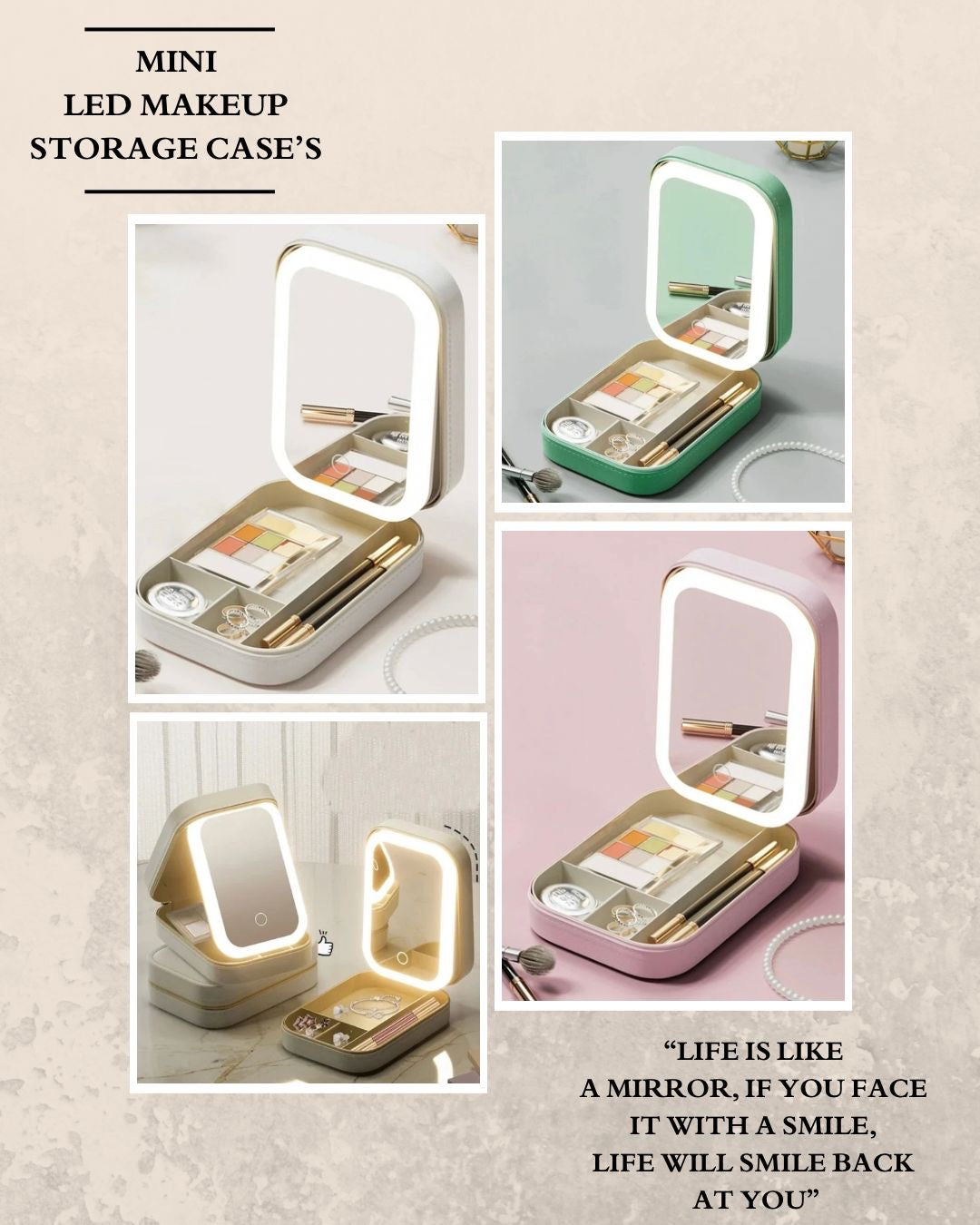Mini LED Mirror Makeup Storage Case