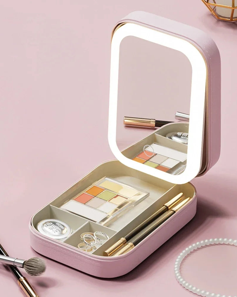 Mini LED Mirror Makeup Storage Case